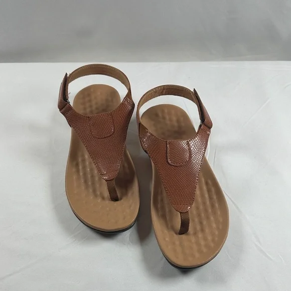Women’s Brown Comfort T-Strap Sandals Soft Footbed Slip-On Thong Shoes Size 38 - Picture 3 of 8